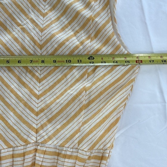 Butterscotch and white striped Daniel Cremieux size 2 sleeveless Maxi Dress - Picture 9 of 11